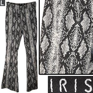 Snakeskin print flare leg pants